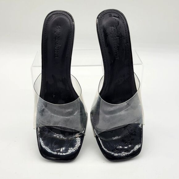 Superdown | Clear Acrylic & Black Cherie Open Toe Structured 4" Heels, Size 7 - Picture 4 of 11
